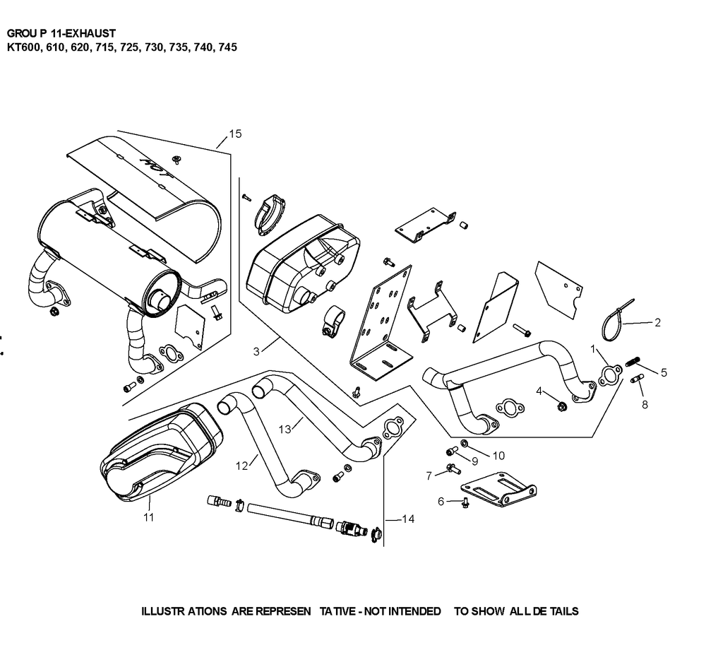 Kt735-3092 Exhaust Diagram and Parts List for KT735-3092  Cub Cadet Lawn Tractor